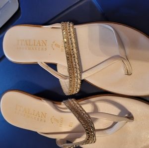 Italian Shoemakers Thong Sandals, size, 9.5,white